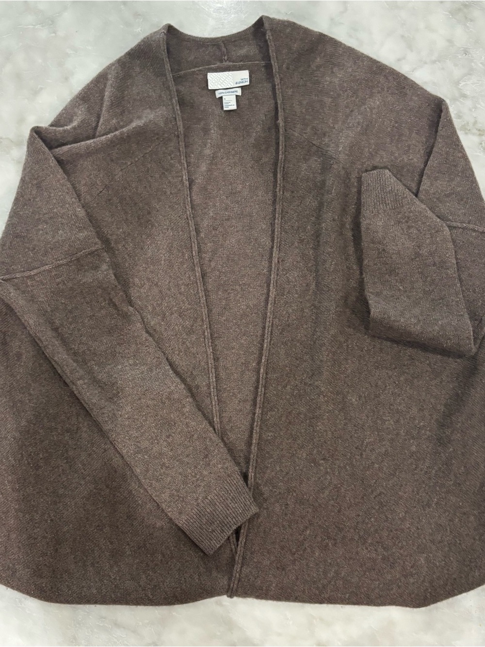 14th & Union Chocolate Brown Cashmere Waterfall Cardigan